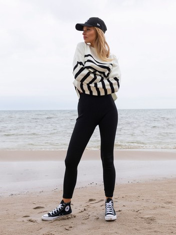 Czarne damskie legginsy basic z bawełny RUE PARIS