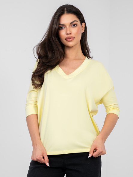 Pastelowa żółta bluzka basic z rękawem 3/4 RUE PARIS
