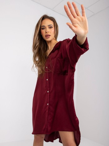 Bordowa sukienka z dłuższym tyłem Flevoland