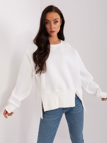 Ecru bluza damska basic z okrągłym dekoltem