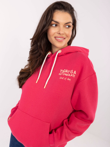 Fuksjowa bluza kangurka z nadrukiem na plecach SUBLEVEL