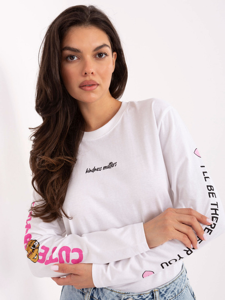 Biała bluzka longsleeve z bawełny SUBLEVEL