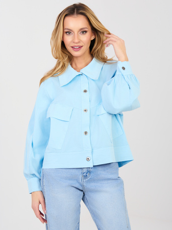 Jasnoniebieska koszula oversize z kieszeniami RUE PARIS