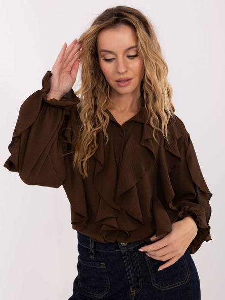 Brązowa elegancka koszula z kołnierzykiem