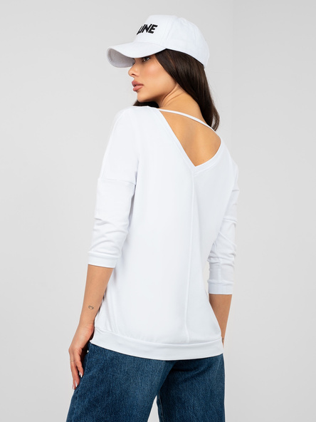 Biała damska bluzka basic z rękawem 3/4 RUE PARIS