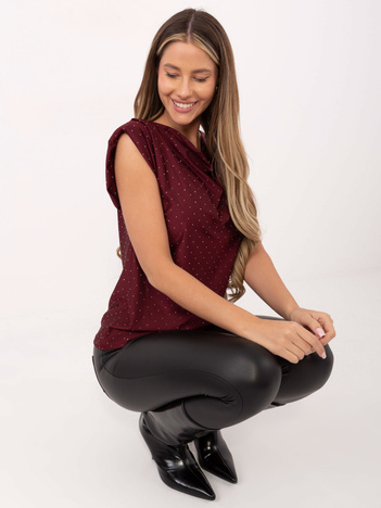 Burgundowa wizytowa bluzka z dżetami