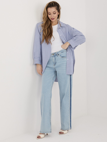 Jasnoniebieskie proste jeansy z lampasami SUBLEVEL