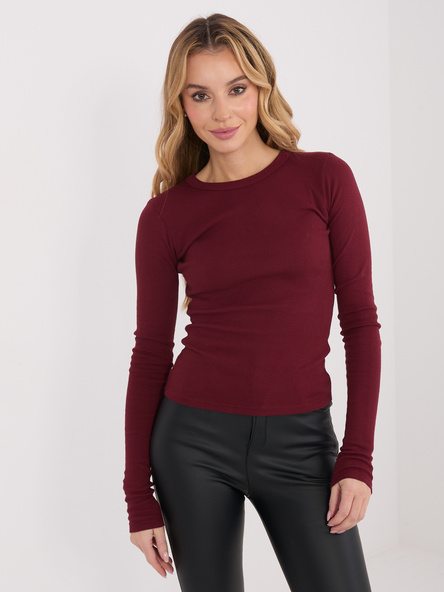 Bordowa damska bluzka basic z bawełny