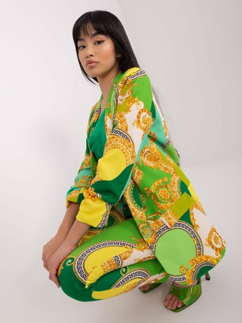 Zielono-żółta damska marynarka od garnituru