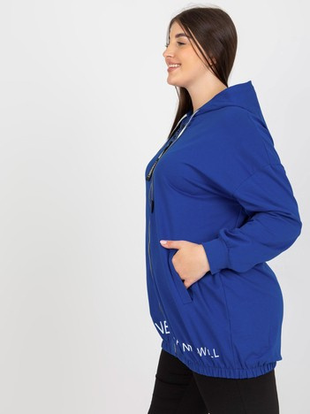 Ciemnoniebieska rozpinana bluza plus size z kapturem