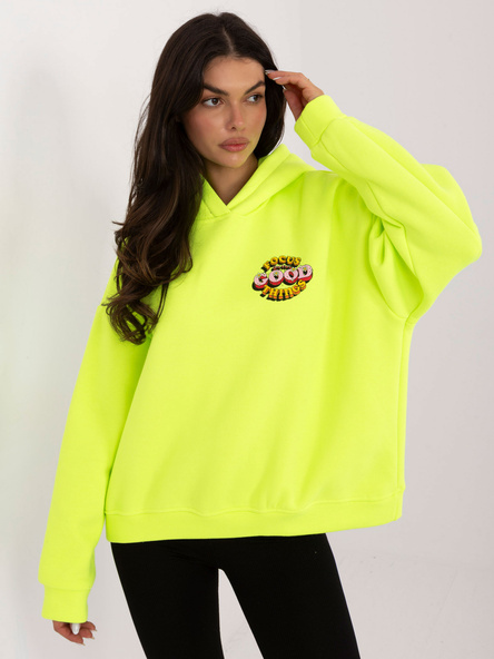 Fluo żółta ocieplana bluza z kapturem