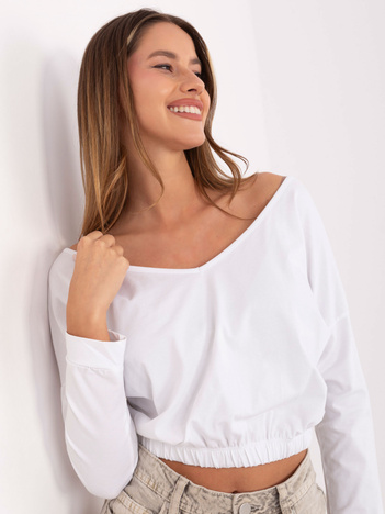 Biała krótka bluzka z dekoltem V RUE PARIS