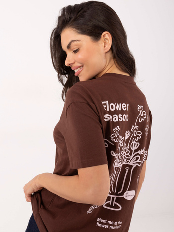 Ciemnobrązowy damski t-shirt z bawełny SUBLEVEL