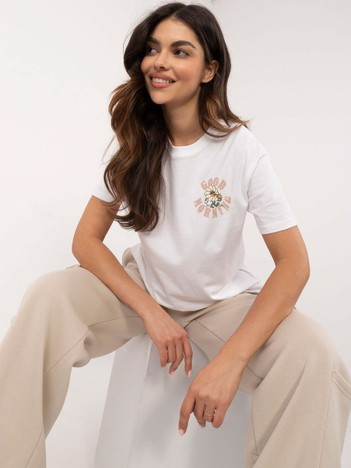 Biały bawełniany t-shirt z nadrukiem SUBLEVEL