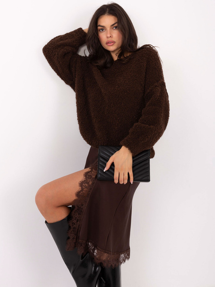 Ciemnobrązowy sweter boucle o kroju oversize