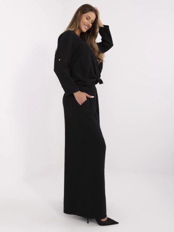 Czarne muślinowe spodnie damskie z kieszeniami