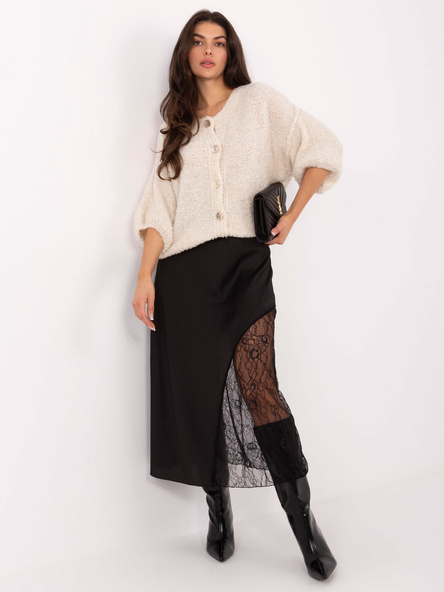 Czarna rozkloszowana spódnica z koronką RUE PARIS
