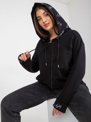 Czarna rozpinana bluza plus size z kapturem i kieszeniami