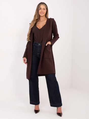 Czekoladowa długa bluza z kapturem