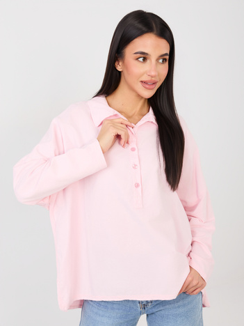Jasnoróżowa sztruksowa bluzka z guzikami