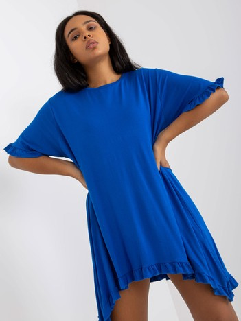 Ciemnoniebieska mini sukienka plus size z wiskozy