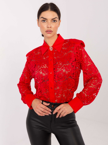 Czerwona wizytowa koszula z koronki