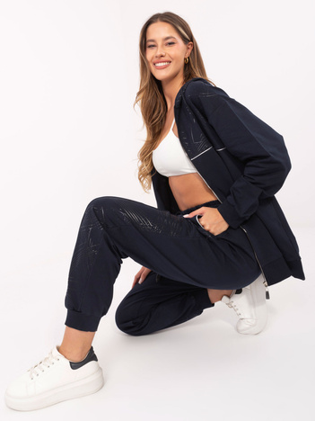 Granatowy komplet z nadrukiem z efektem połysku