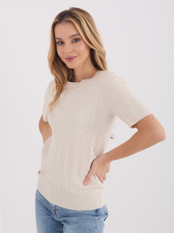 Jasnobeżowy damski sweter z miękkiej dzianiny