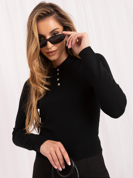 Czarny elegancki sweter z długim rękawem