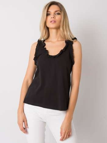 Czarny top z falbankami Sarai RUE PARIS