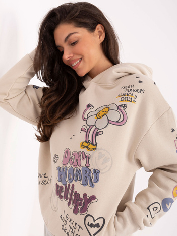 Beżowa damska bluza z napisami SUBLEVEL