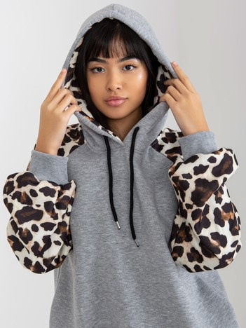 Szara dresowa bluza z nadrukiem na rękawach Michaela