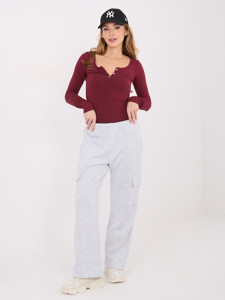 Szare dresowe spodnie cargo bez zapięcia