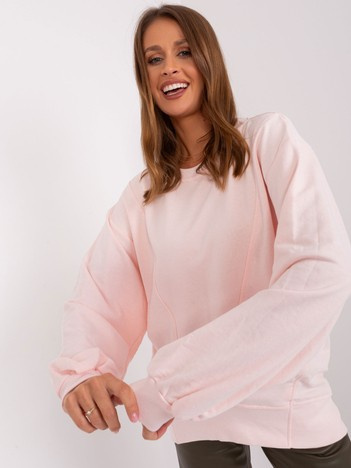 Jasnoróżowa gładka bluza damska oversize