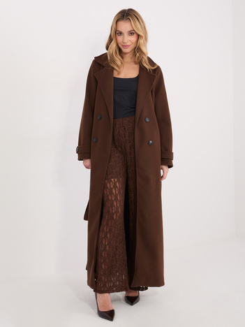 Brązowe koronkowe spodnie bez zapięcia