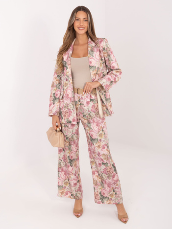 Brudnoróżowe eleganckie spodnie wide leg RUE PARIS