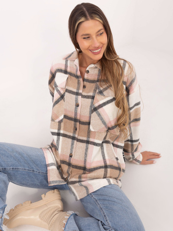 Koszula w kratę z kieszeniami i zapięciem na guziki