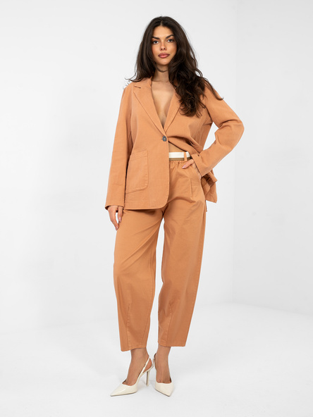 Ceglaste bawełniane spodnie z nogawką 7/8