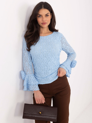 Jasnoniebieska elegancka bluzka z koronki