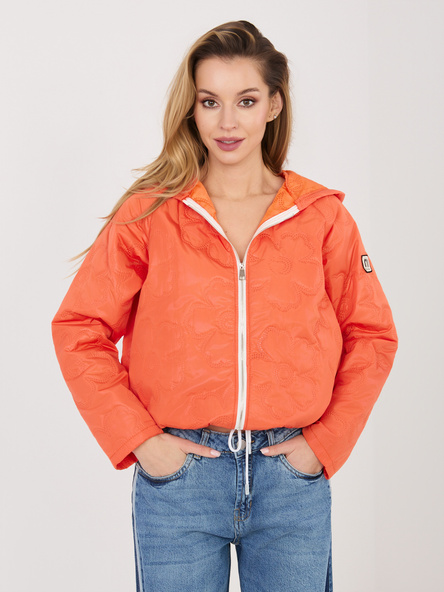 Pomarańczowa przejściowa kurtka ze ściągaczem RUE PARIS