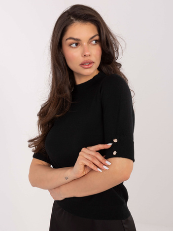 Czarny damski sweter z domieszką modalu