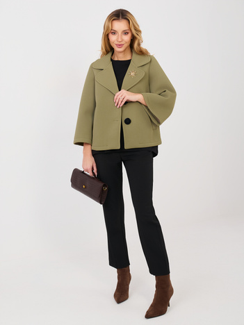 Khaki piankowy płaszcz z kołnierzem