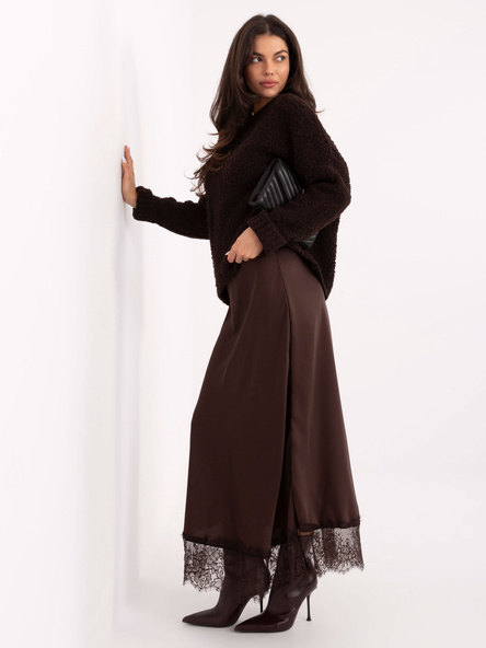 Ciemnobrązowa maxi spódnica z koronką RUE PARIS