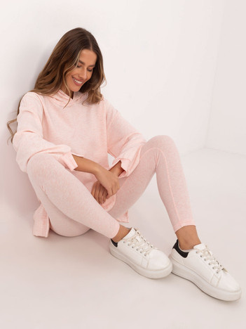 Jasnoróżowy melanżowy damski komplet z bluzą oversize