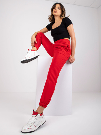 Czerwone spodnie dresowe z kieszeniami RUE PARIS