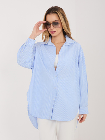 Niebieska damska koszula oversize w paski
