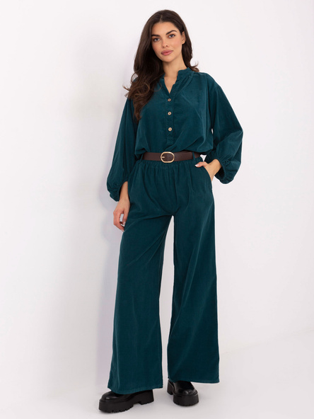 Morskie szerokie spodnie z sztruksu