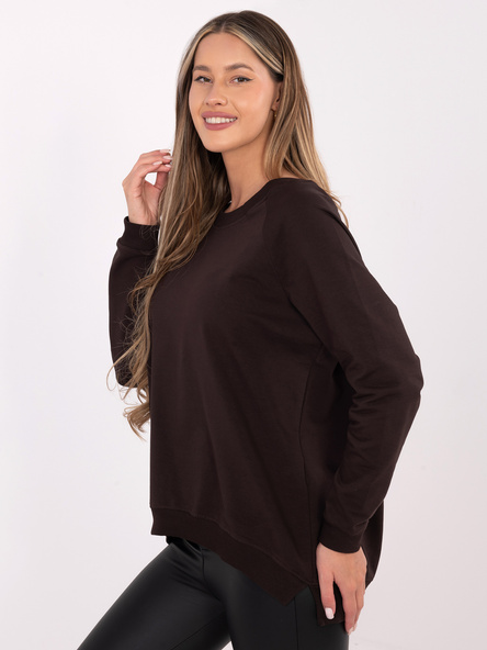 Czekoladowa bluza basic z dekoltem na plecach RUE PARIS