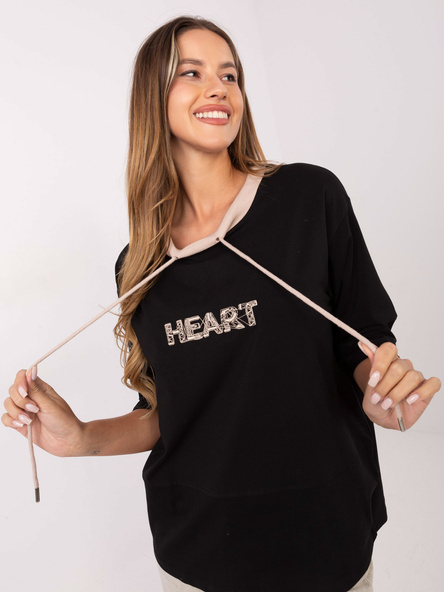 Czarna casualowa bluzka z napisem