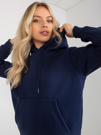 Granatowa dresowa bluza basic kangurka RUE PARIS
